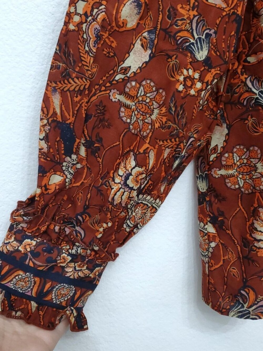 A Loves A Boho Victorian Ruffle Neck Platter Collar Floral Blouse Size XL - Picture 7 of 16